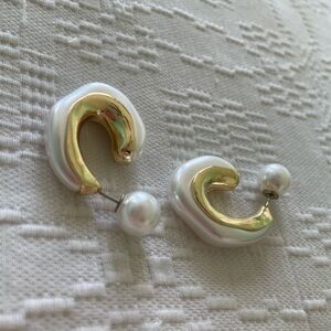 Anthropologie Pearl & Gold Earrings